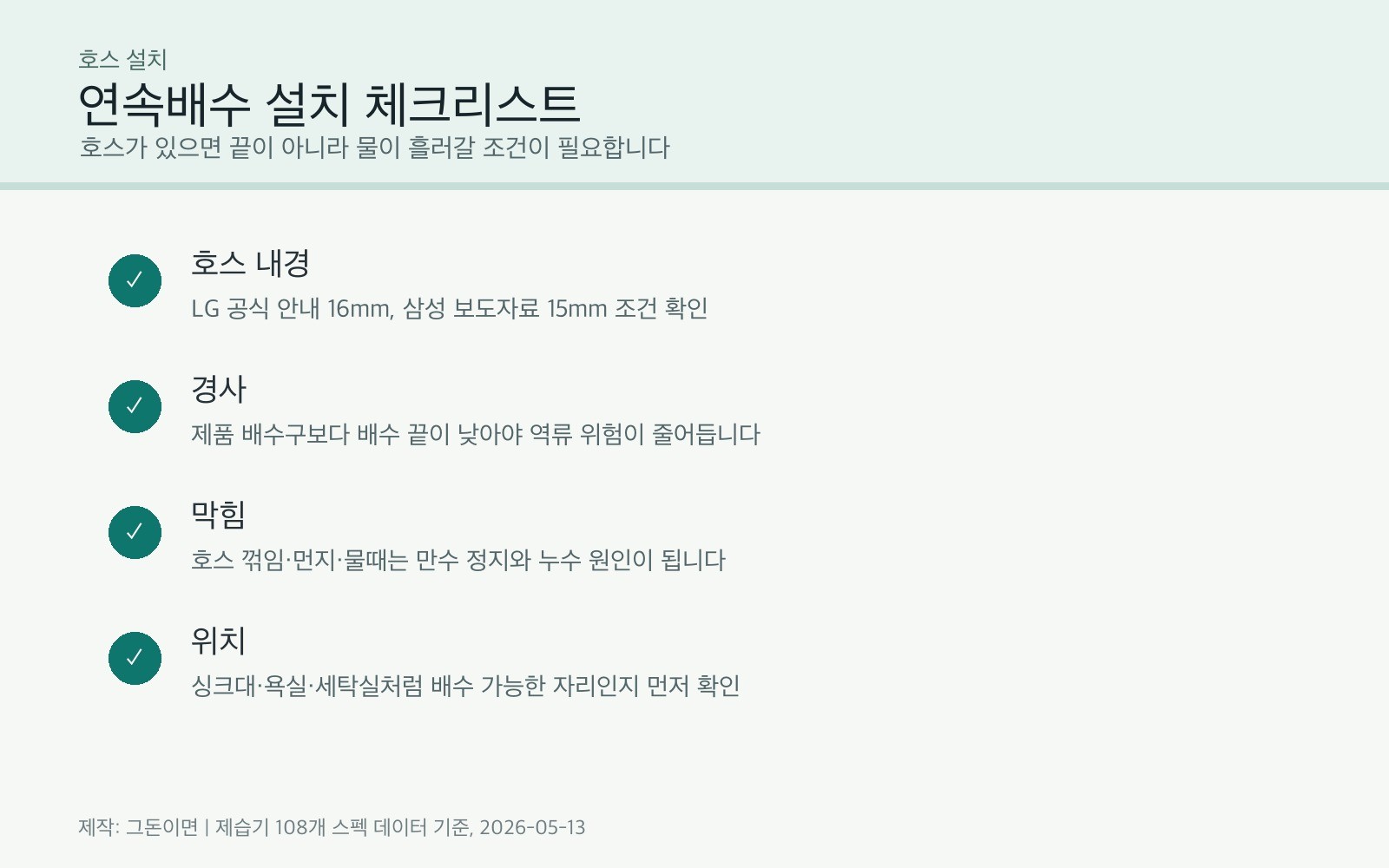 연속배수 설치 체크리스트