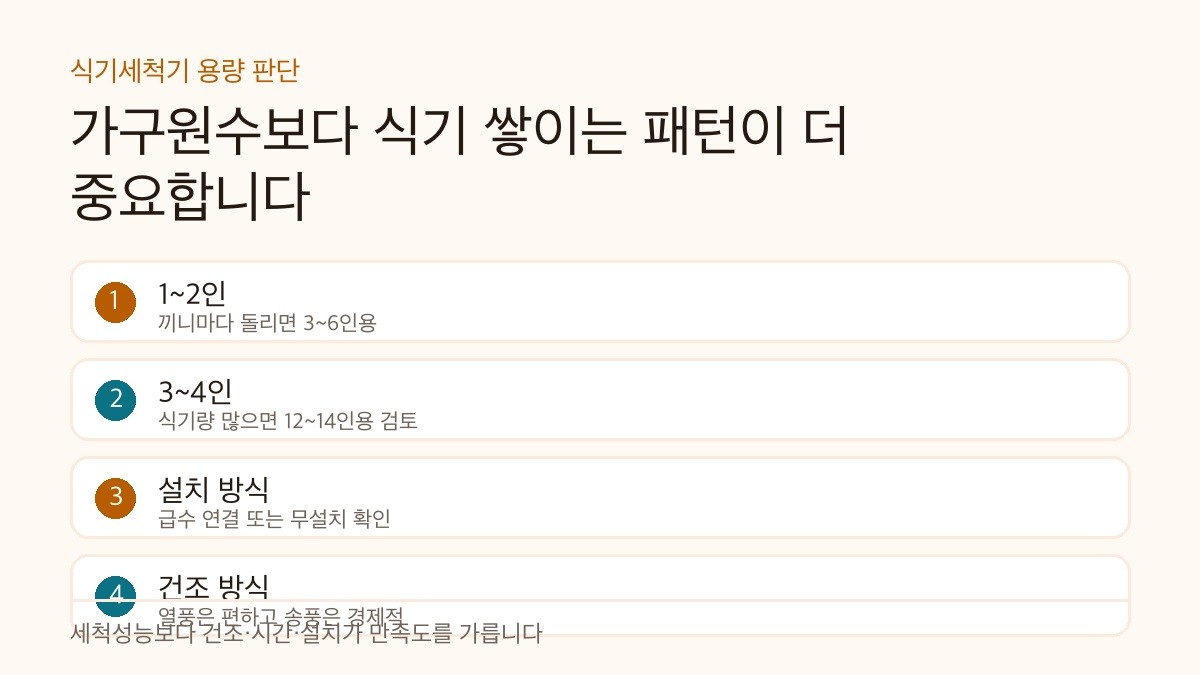 식기세척기 용량과 설치방식 선택 기준